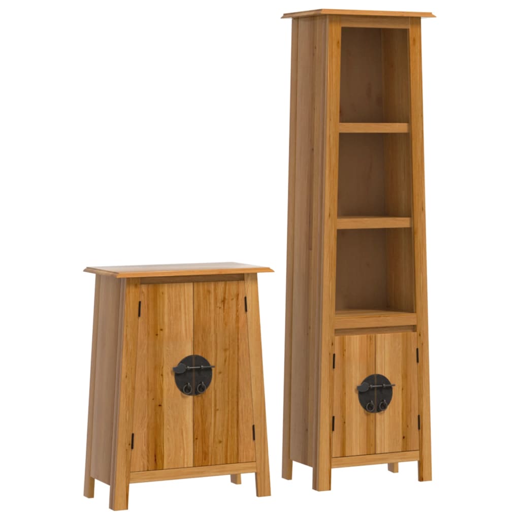 Set mobilier de baie, 2 piese, lemn masiv de pin