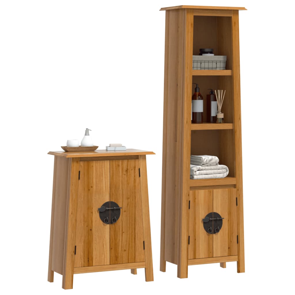 Set mobilier de baie, 2 piese, lemn masiv de pin