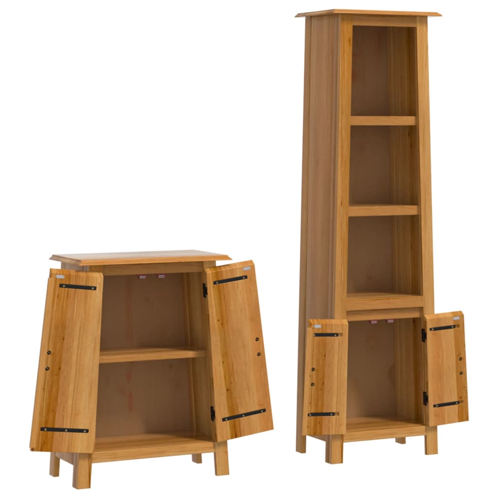 Set mobilier de baie, 2 piese, lemn masiv de pin