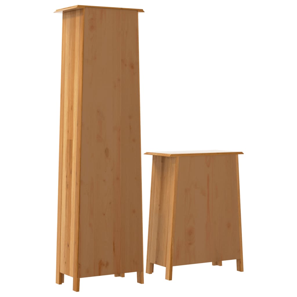 Set mobilier de baie, 2 piese, lemn masiv de pin