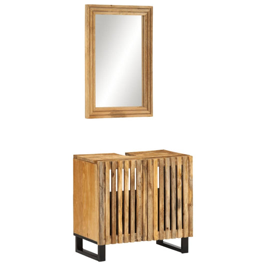 Set mobilier de baie, 2 piese, lemn masiv de mango brut