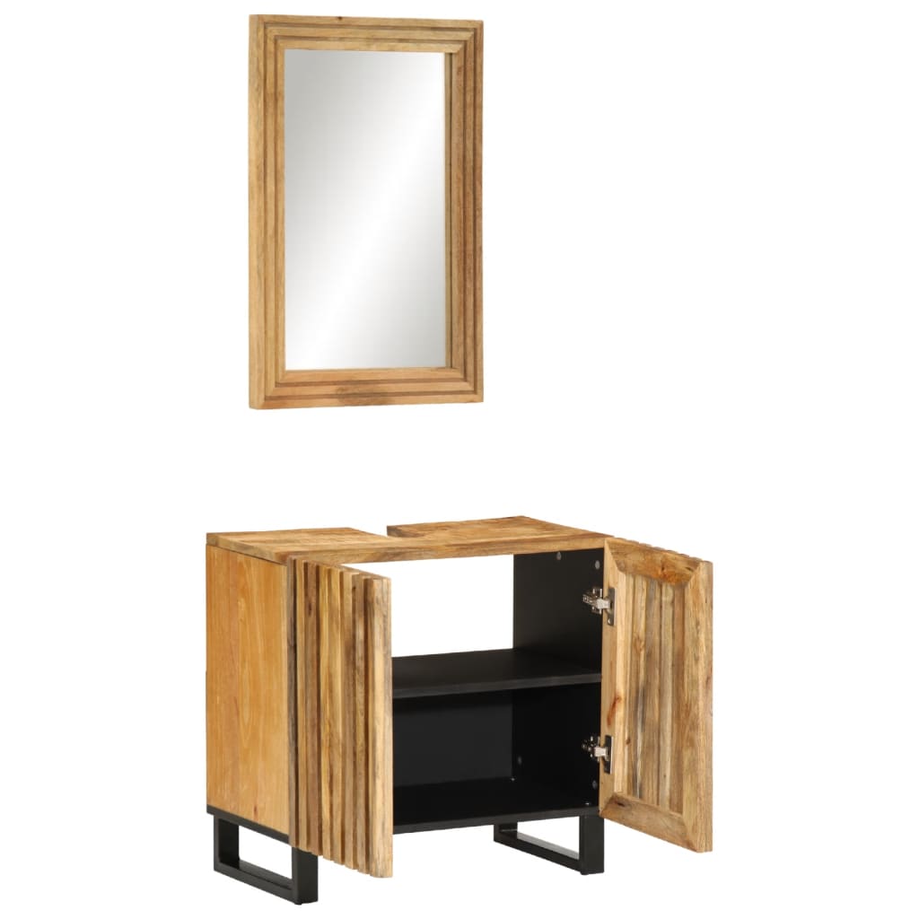 Set mobilier de baie, 2 piese, lemn masiv de mango brut