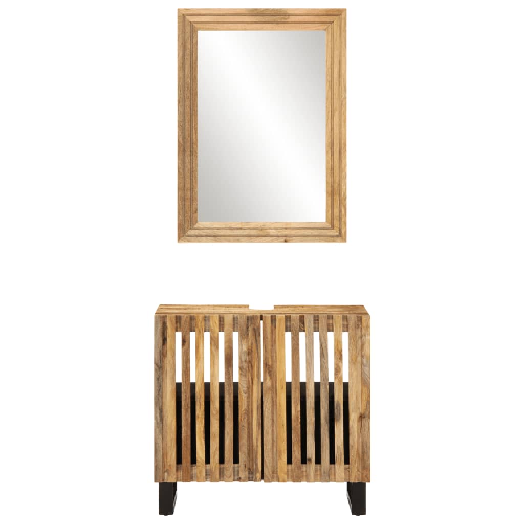 Set mobilier de baie, 2 piese, lemn masiv de mango brut