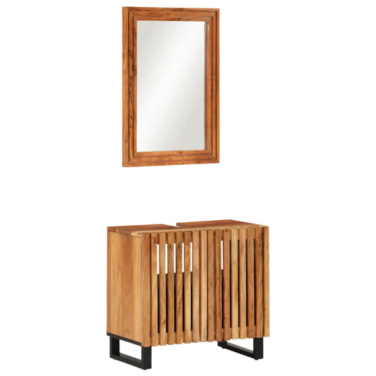 Set mobilier de baie, 2 piese, lemn masiv de acacia