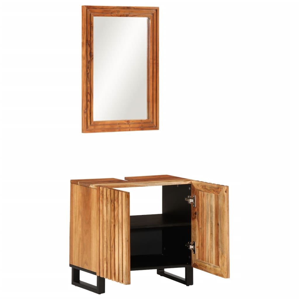 Set mobilier de baie, 2 piese, lemn masiv de acacia