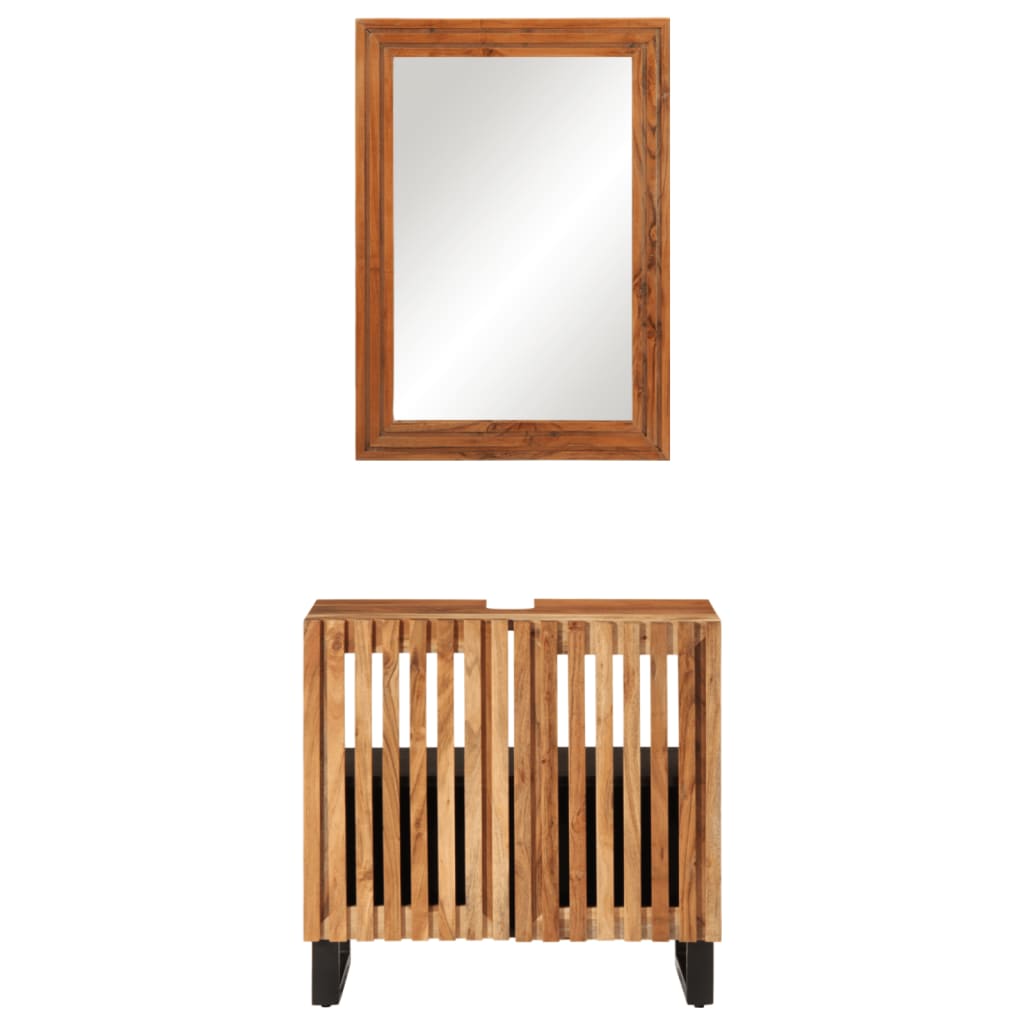 Set mobilier de baie, 2 piese, lemn masiv de acacia