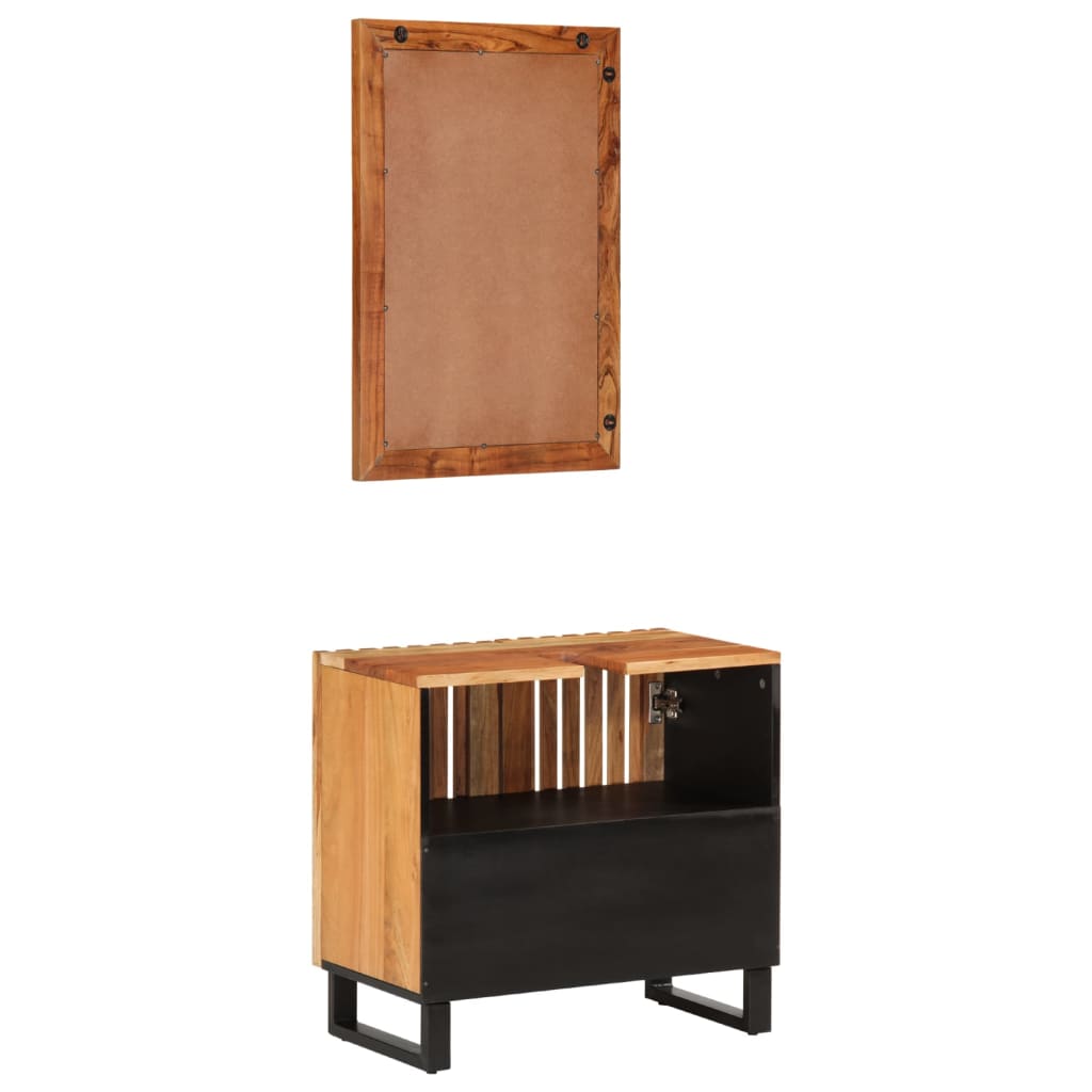 Set mobilier de baie, 2 piese, lemn masiv de acacia