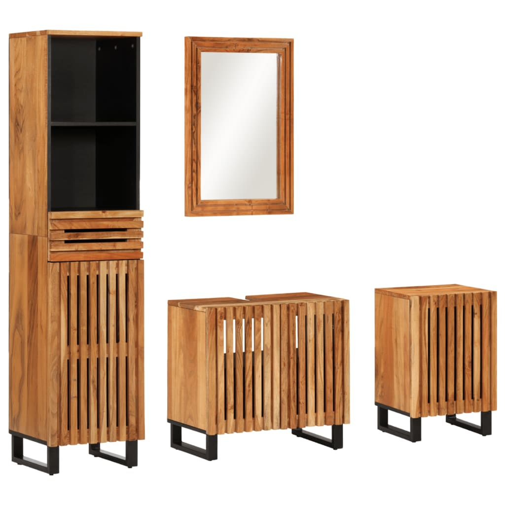 Set mobilier de baie, 4 piese, lemn masiv de acacia