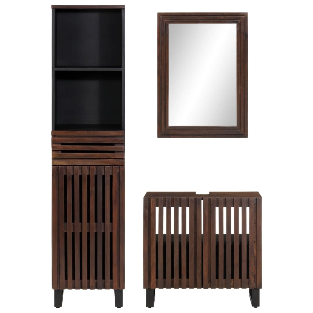 Set mobilier de baie, 3 piese, lemn masiv de mango