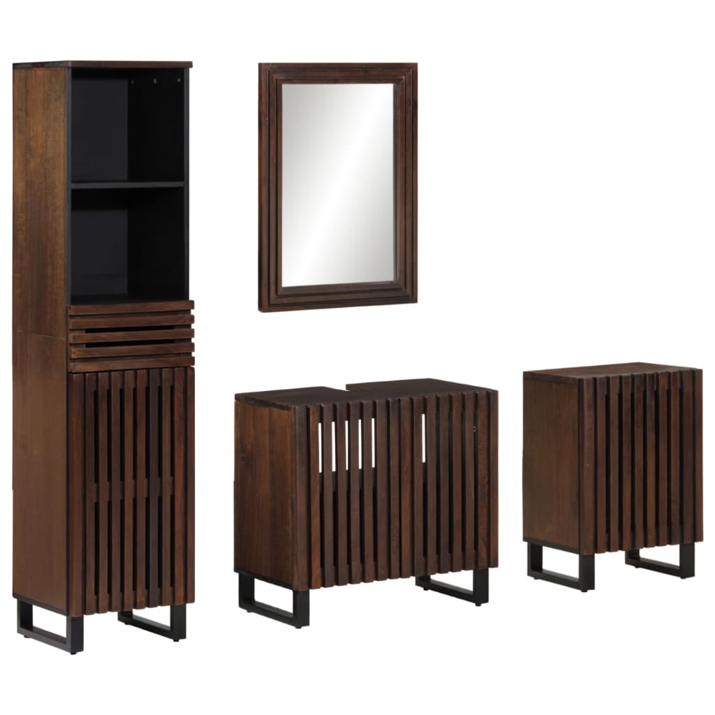 Set mobilier de baie, 4 piese, lemn masiv de mango