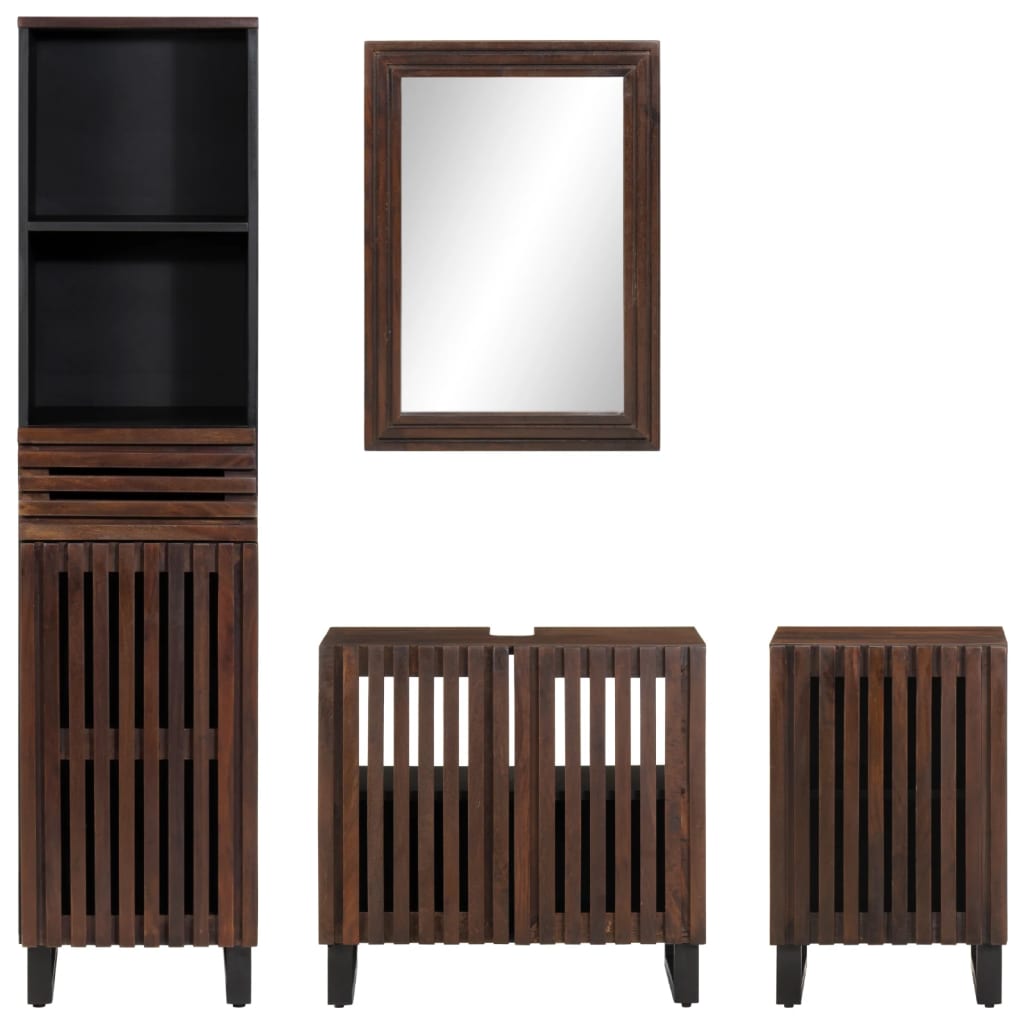 Set mobilier de baie, 4 piese, lemn masiv de mango