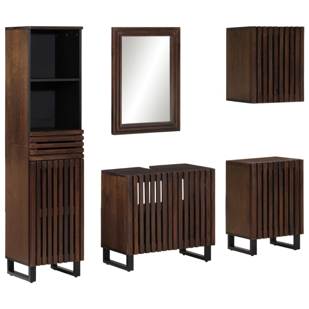 Set mobilier de baie, 5 piese, lemn masiv de mango