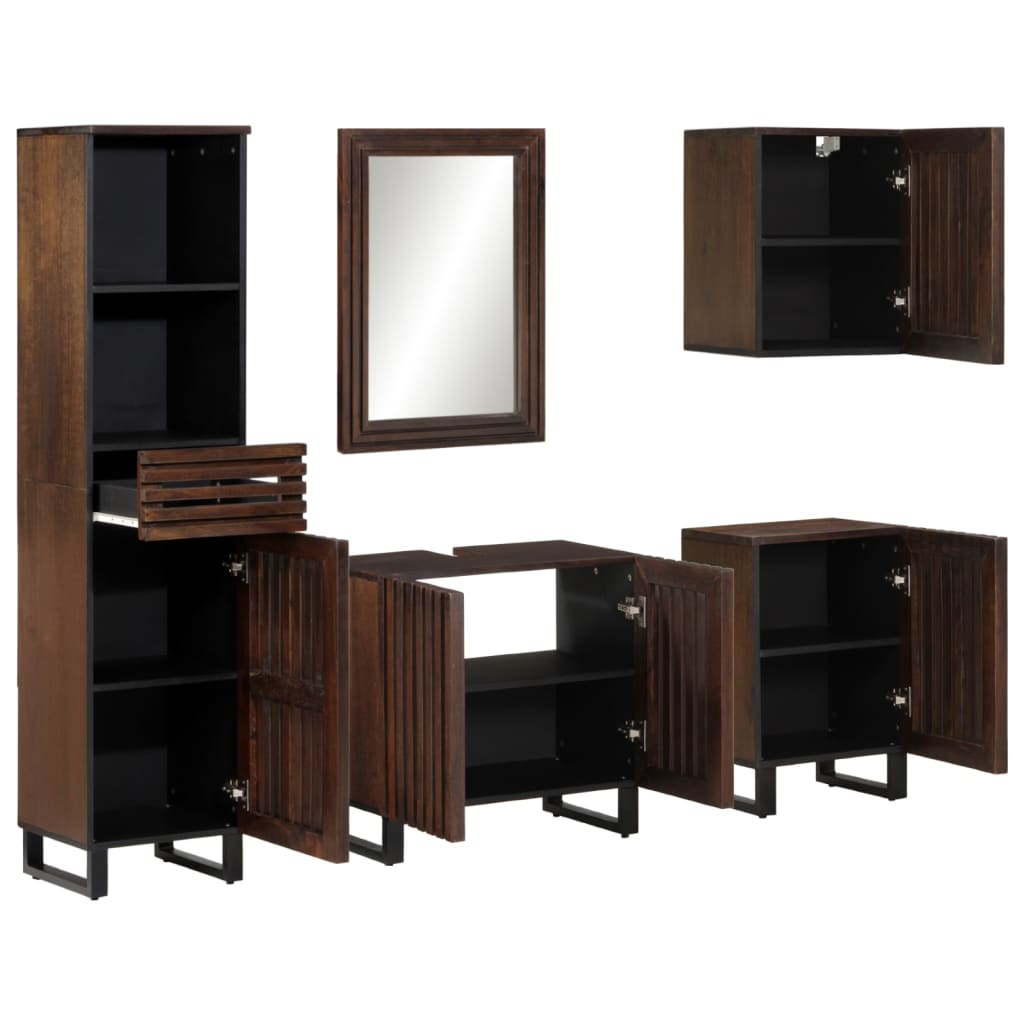 Set mobilier de baie, 5 piese, lemn masiv de mango