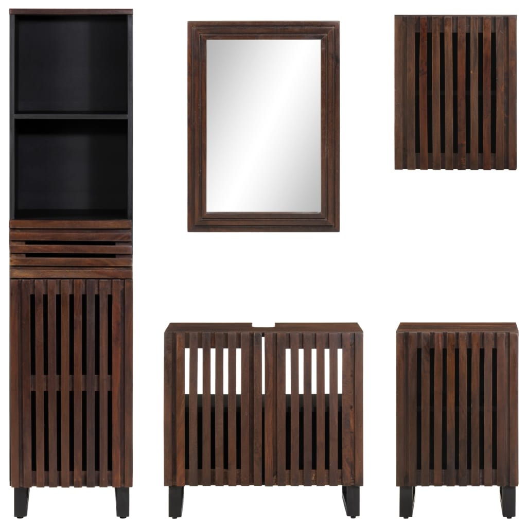 Set mobilier de baie, 5 piese, lemn masiv de mango