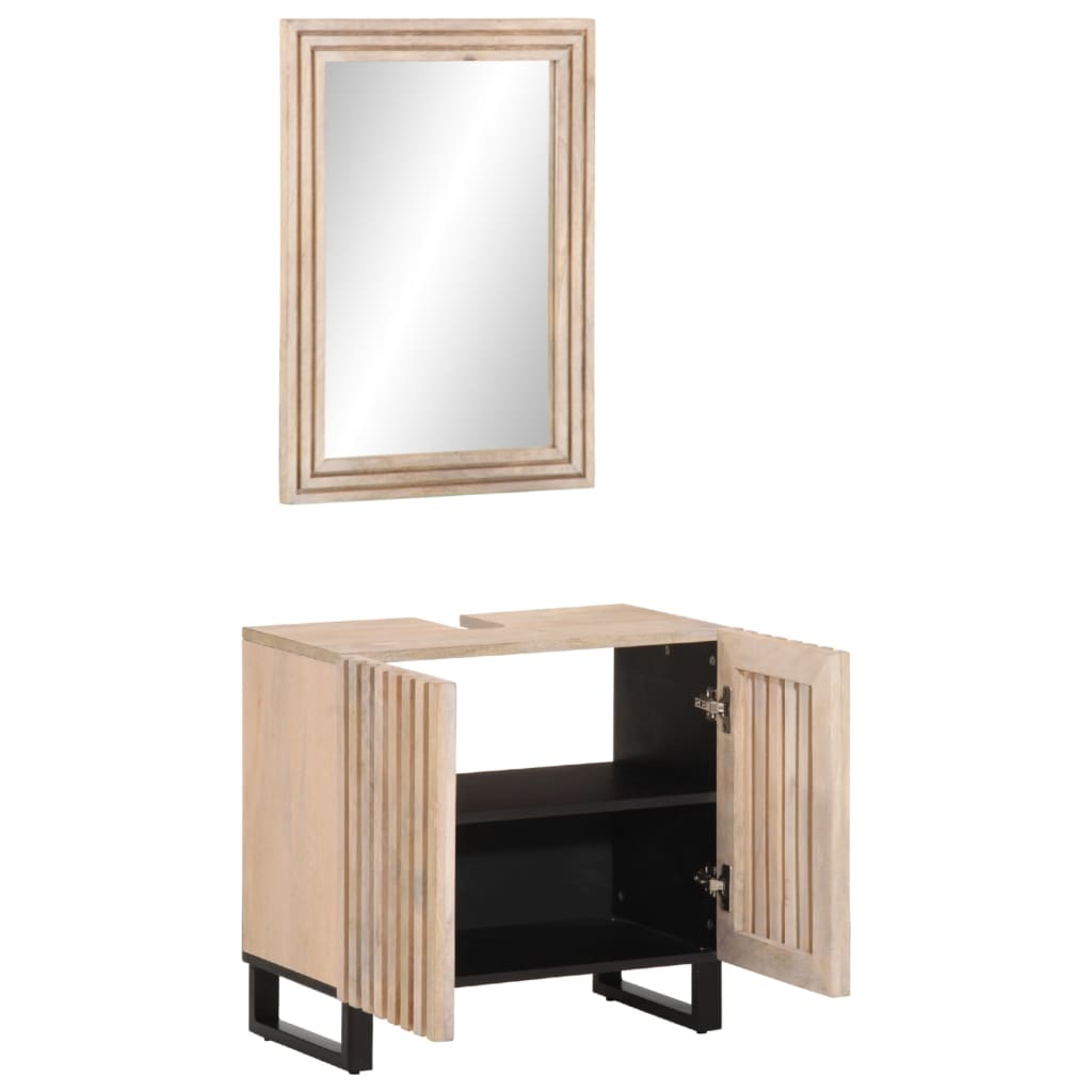 Set mobilier de baie, 2 piese, lemn masiv de mango