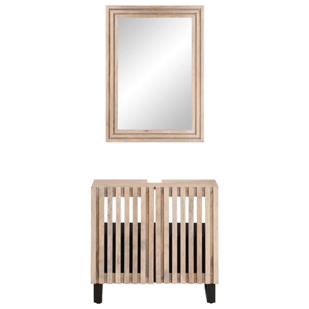 Set mobilier de baie, 2 piese, lemn masiv de mango