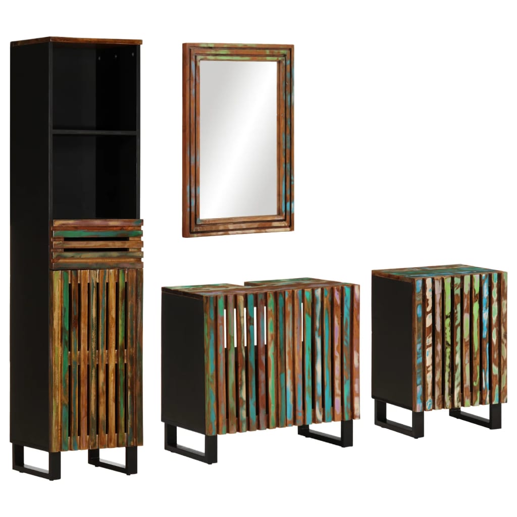 Set mobilier de baie, 4 piese, lemn masiv de acacia