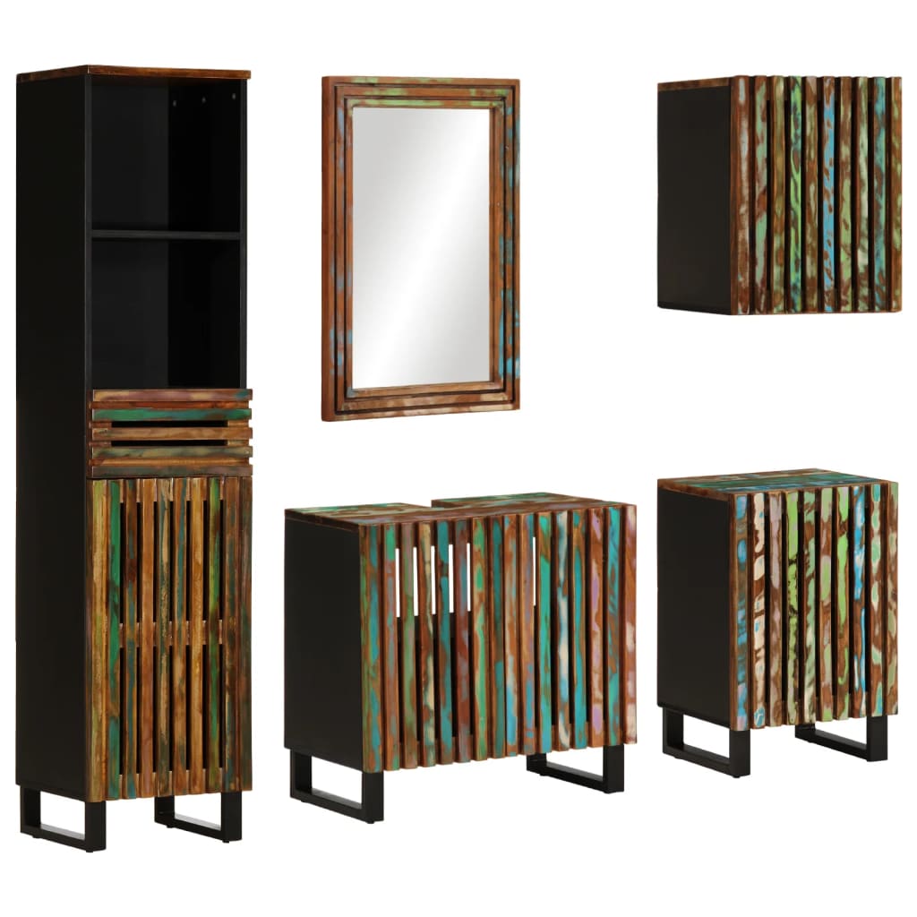 Set mobilier de baie, 5 piese, lemn masiv de acacia