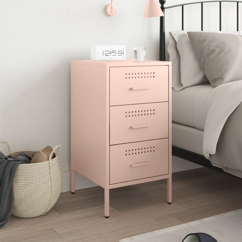 Noptieră, roz, 36x39x68 cm, oțel