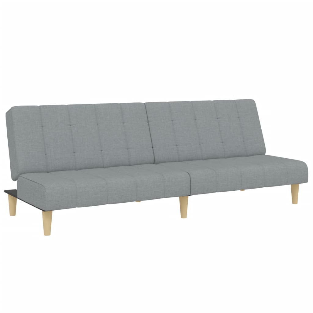 Canapea extensibilă cu taburet, 2 locuri, gri deschis, textil