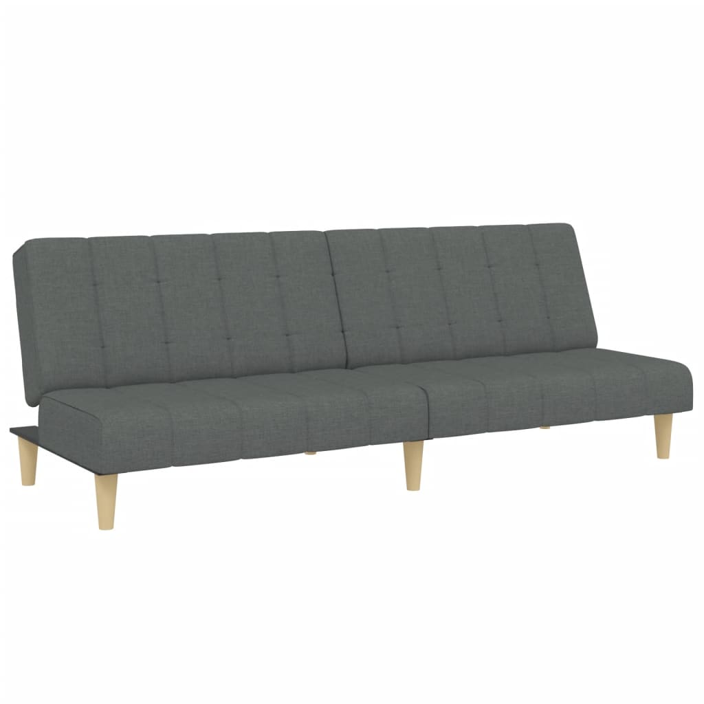Canapea extensibilă cu taburet, 2 locuri, gri închis, textil