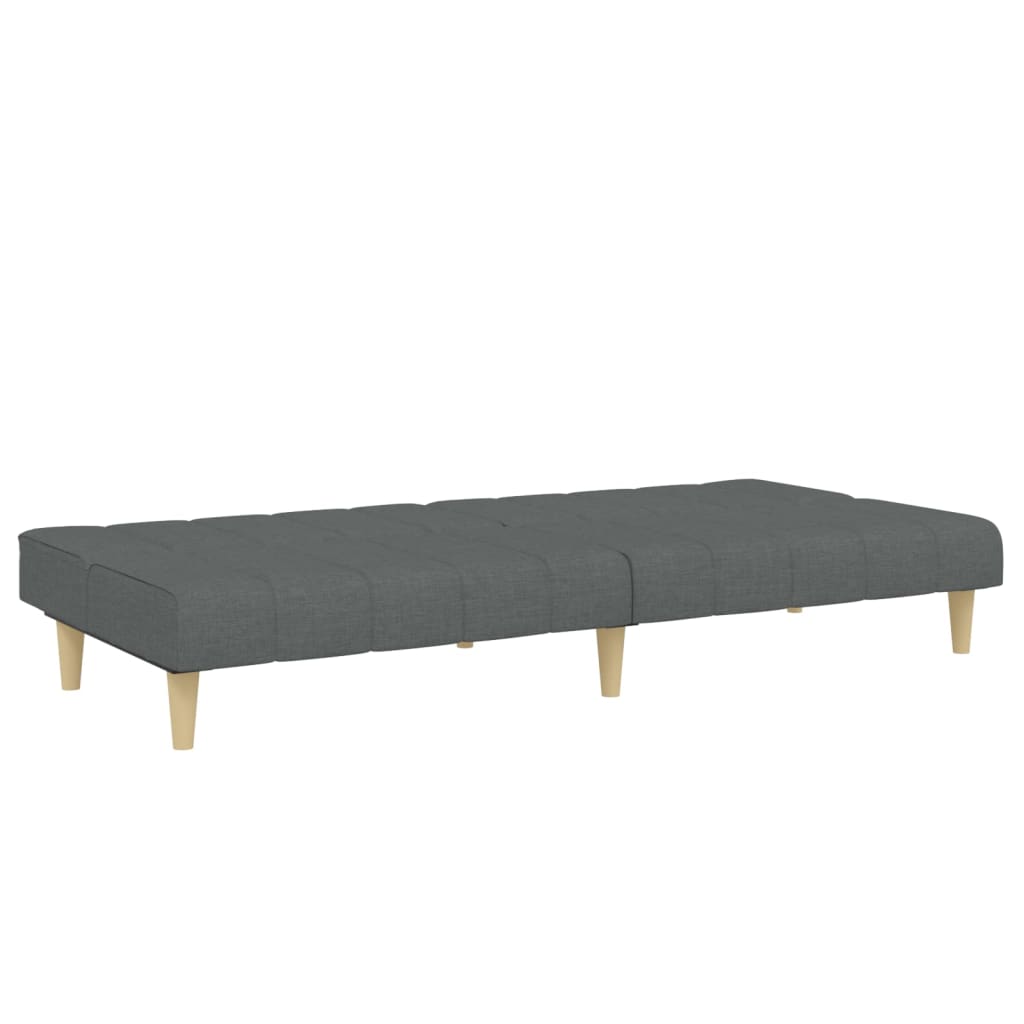 Canapea extensibilă cu taburet, 2 locuri, gri închis, textil