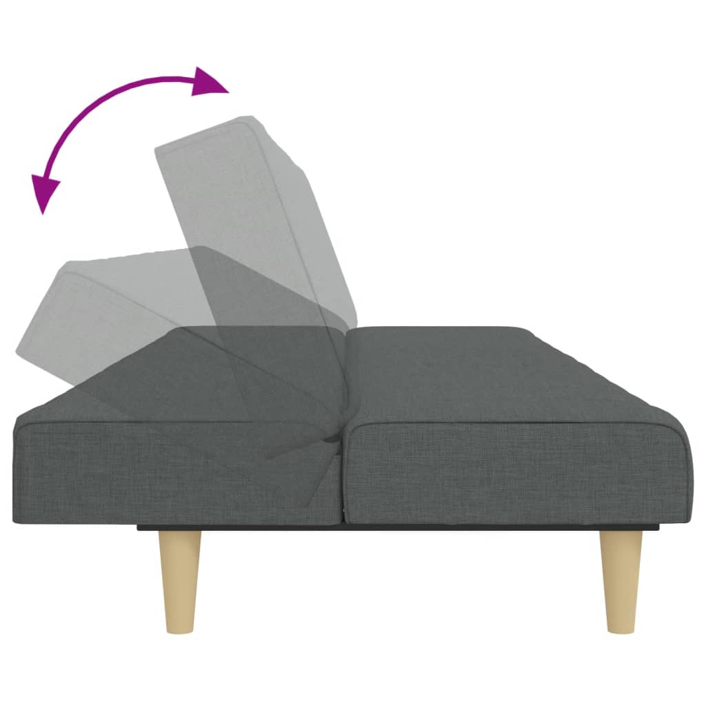Canapea extensibilă cu taburet, 2 locuri, gri închis, textil