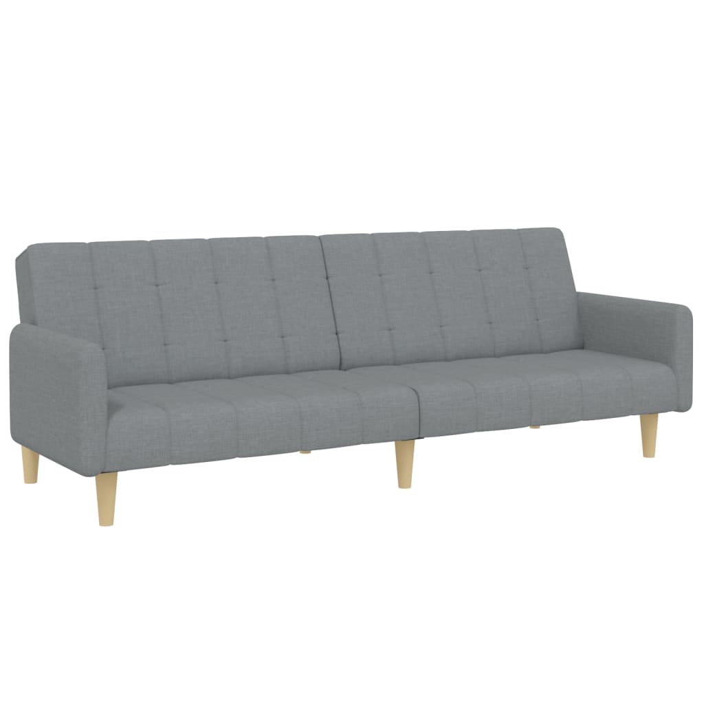 Canapea extensibilă cu taburet, 2 locuri, gri deschis, textil