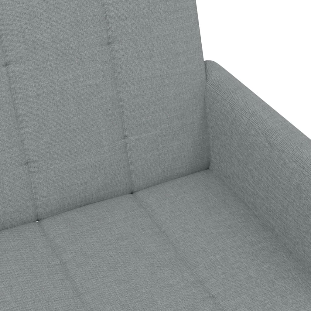 Canapea extensibilă cu taburet, 2 locuri, gri deschis, textil