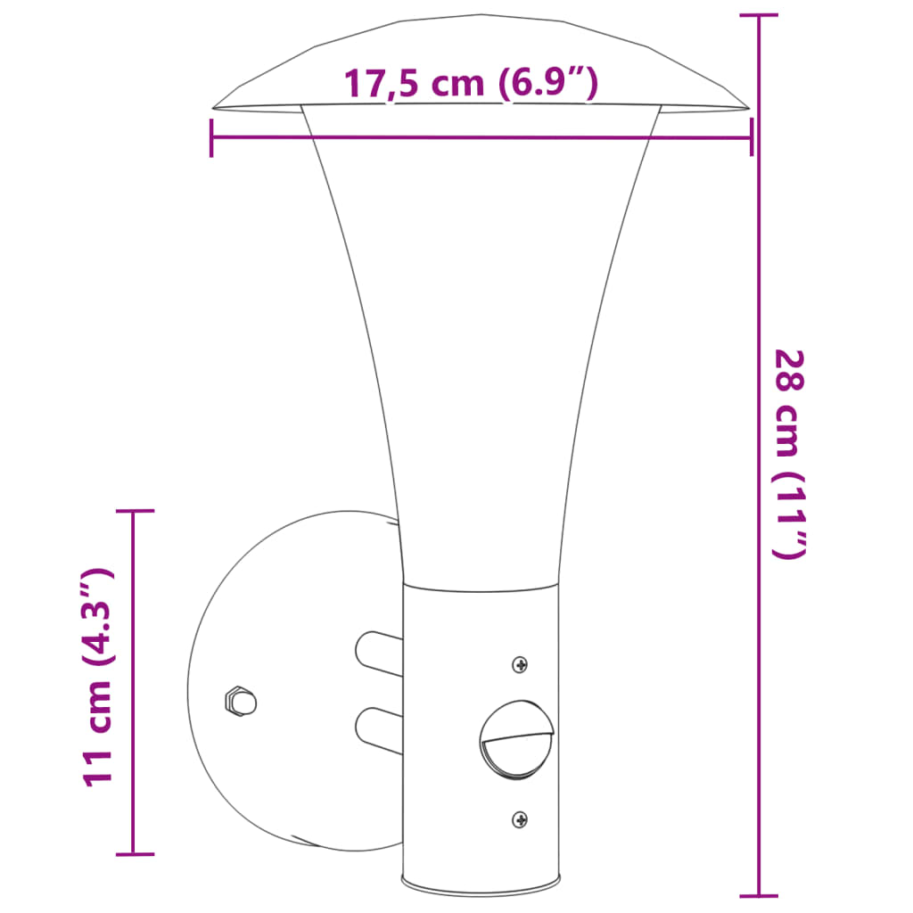 Lampă de perete exterior cu senzor, argintiu, oțel inoxidabil