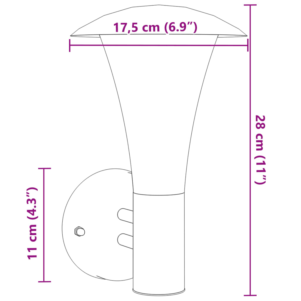 Lampă exterioară de perete, negru, oțel inoxidabil