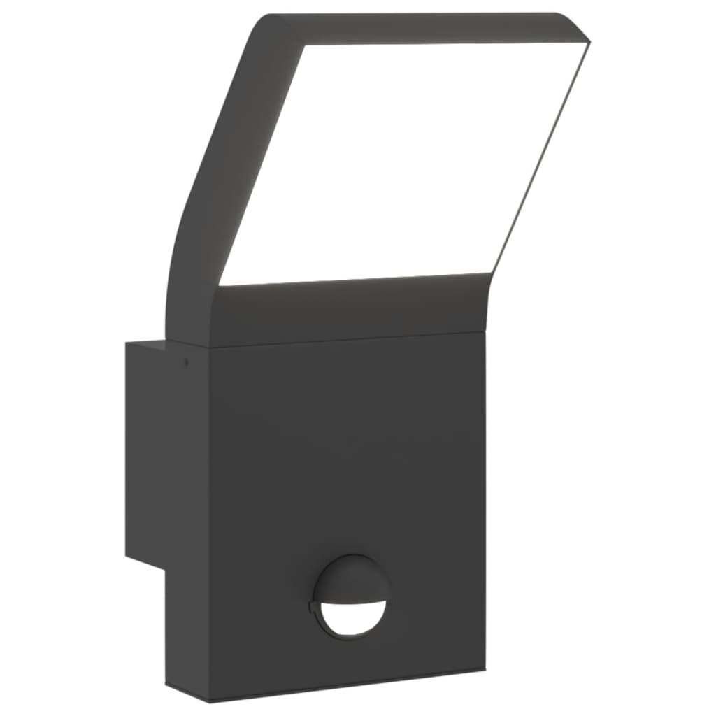 Lampă exterioară de perete cu LED/senzor, negru aluminiu turnat