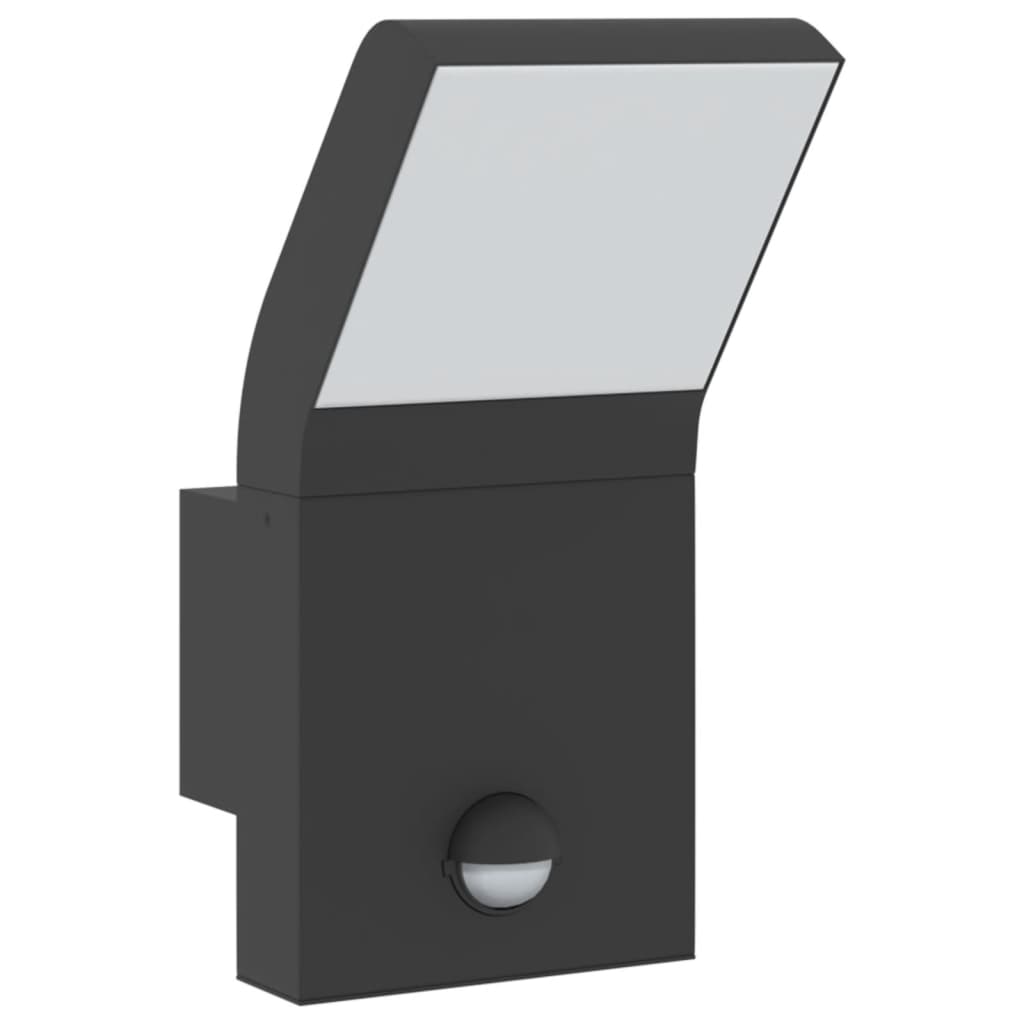 Lămpi exterioare de perete cu LED/senzor 2 buc. negru aluminiu