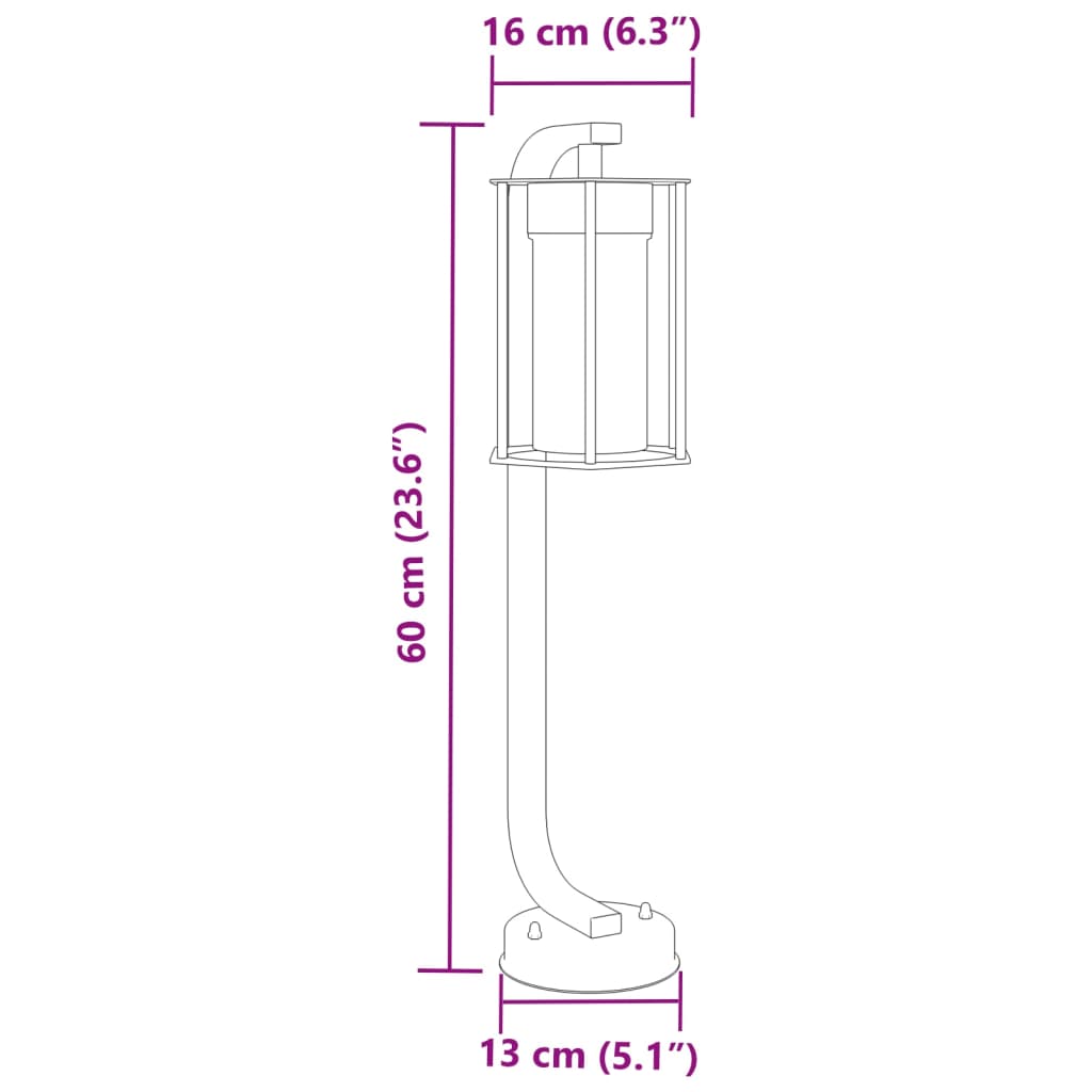 Lămpi de podea de exterior 3 buc. negru 60 cm oțel inoxidabil