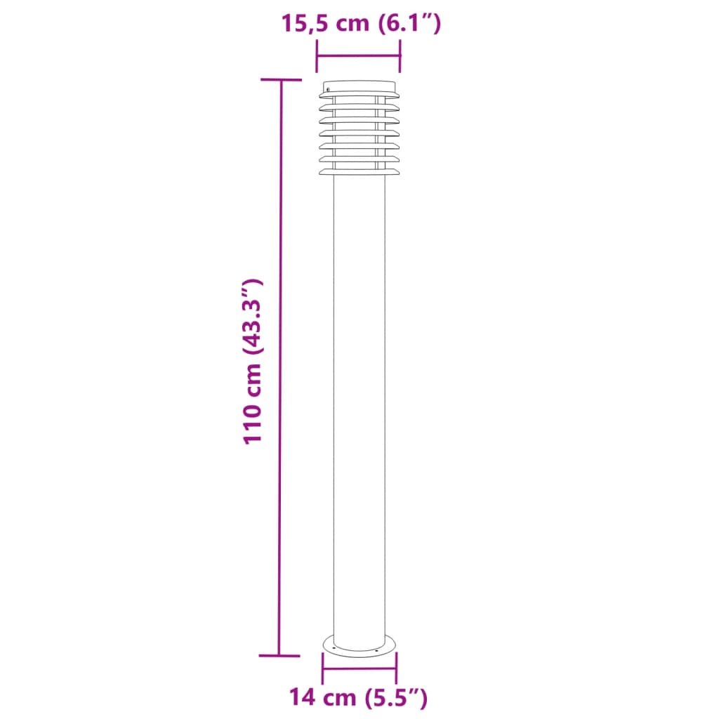 Lămpi exterioare de podea 3 buc argintiu 110 cm oțel inoxidabil