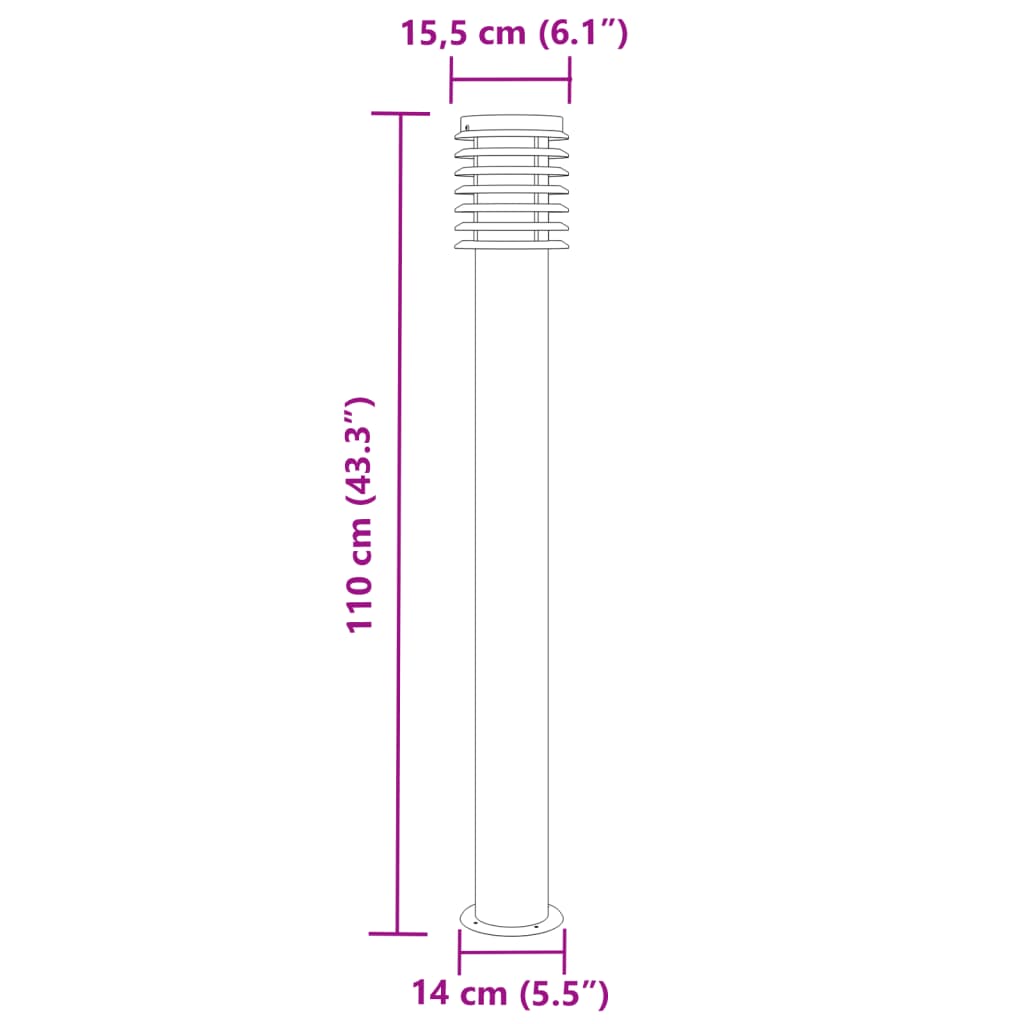 Lampă exterioară de podea, negru, 110 cm, oțel inoxidabil