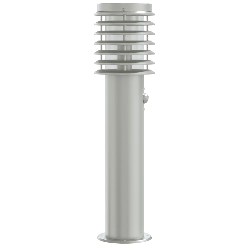 Lampă exterioară de podea cu senzor argintiu, 60 cm, oțel inox