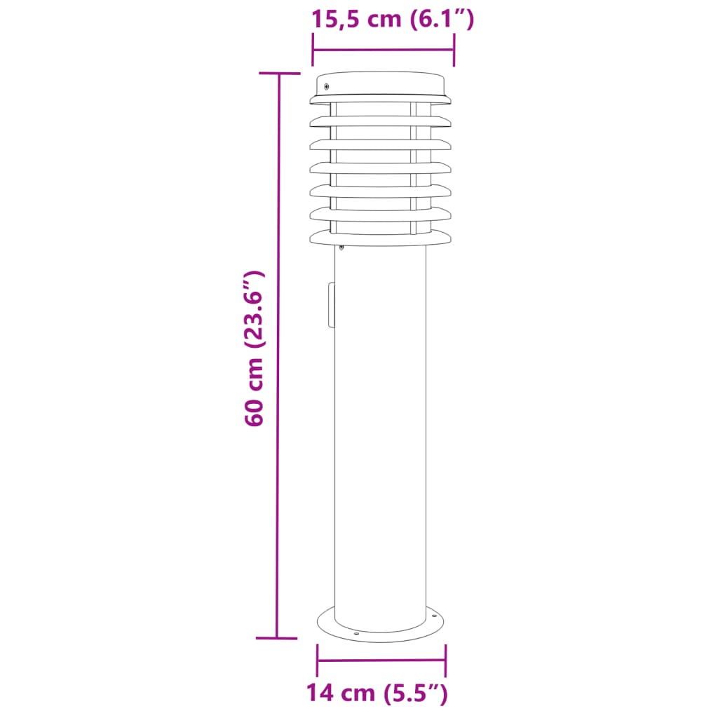 Lămpi de podea de exterior 3 buc argintiu 60 cm oțel inoxidabil