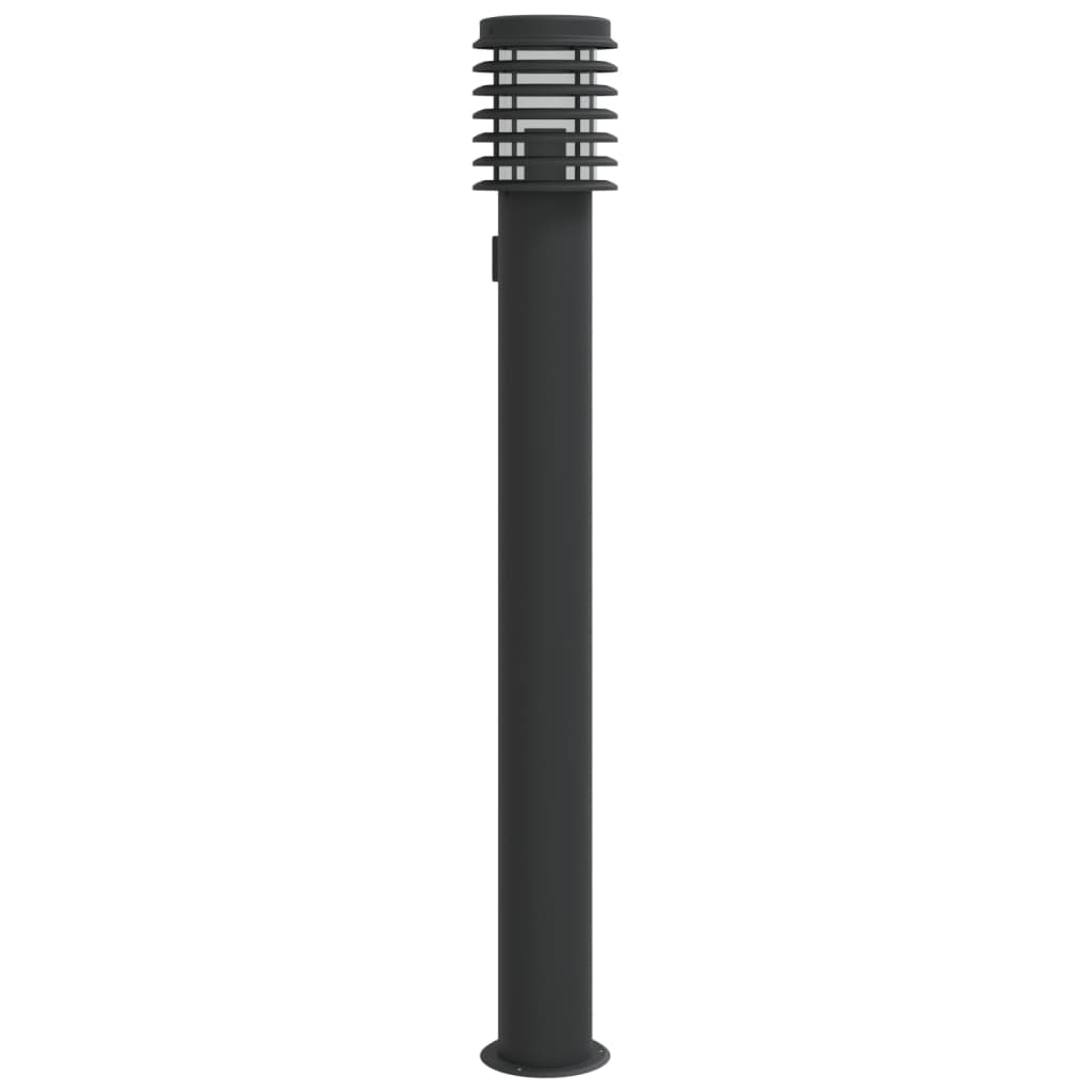 Lampă exterioară de podea cu priză, negru, 110 cm, oțel inox