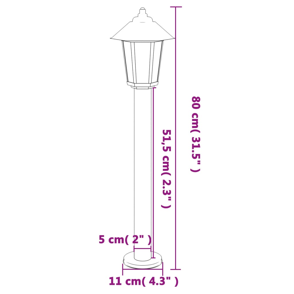 Lampă exterioară de podea, argintiu, 80 cm, oțel inoxidabil