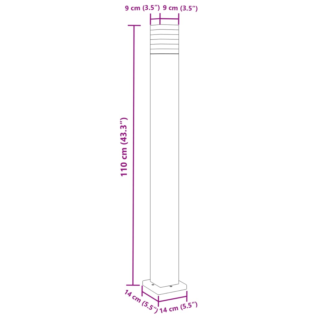 Lămpi de podea de exterior, 3 buc., negru, 110 cm, aluminiu