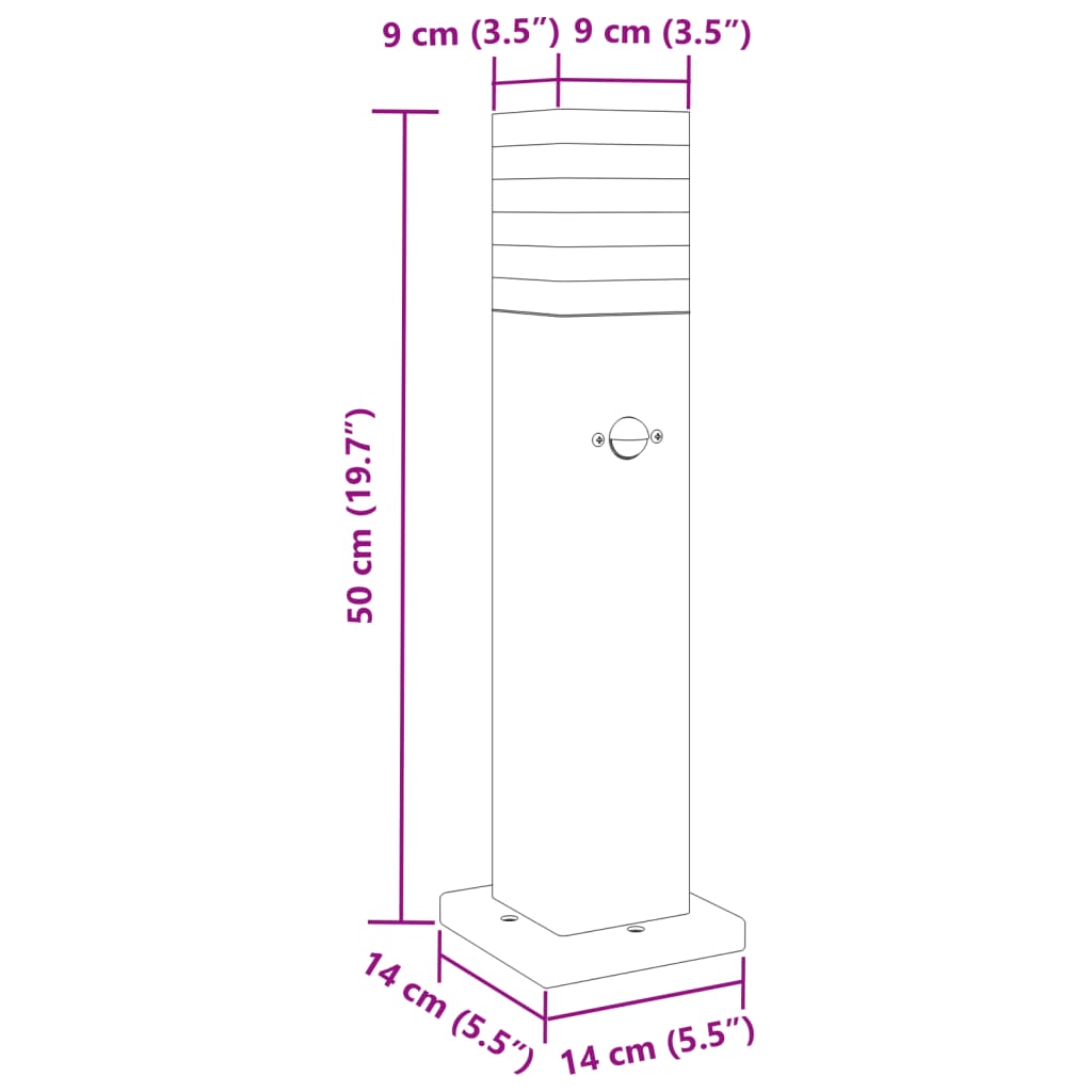 Lămpi podea exterior cu senzor, 3 buc., negru, 50 cm, aluminiu