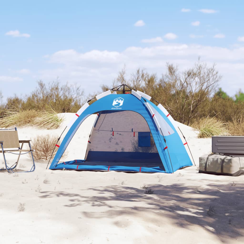 Cort camping 2 persoane albastru azur impermeabil setare rapidă