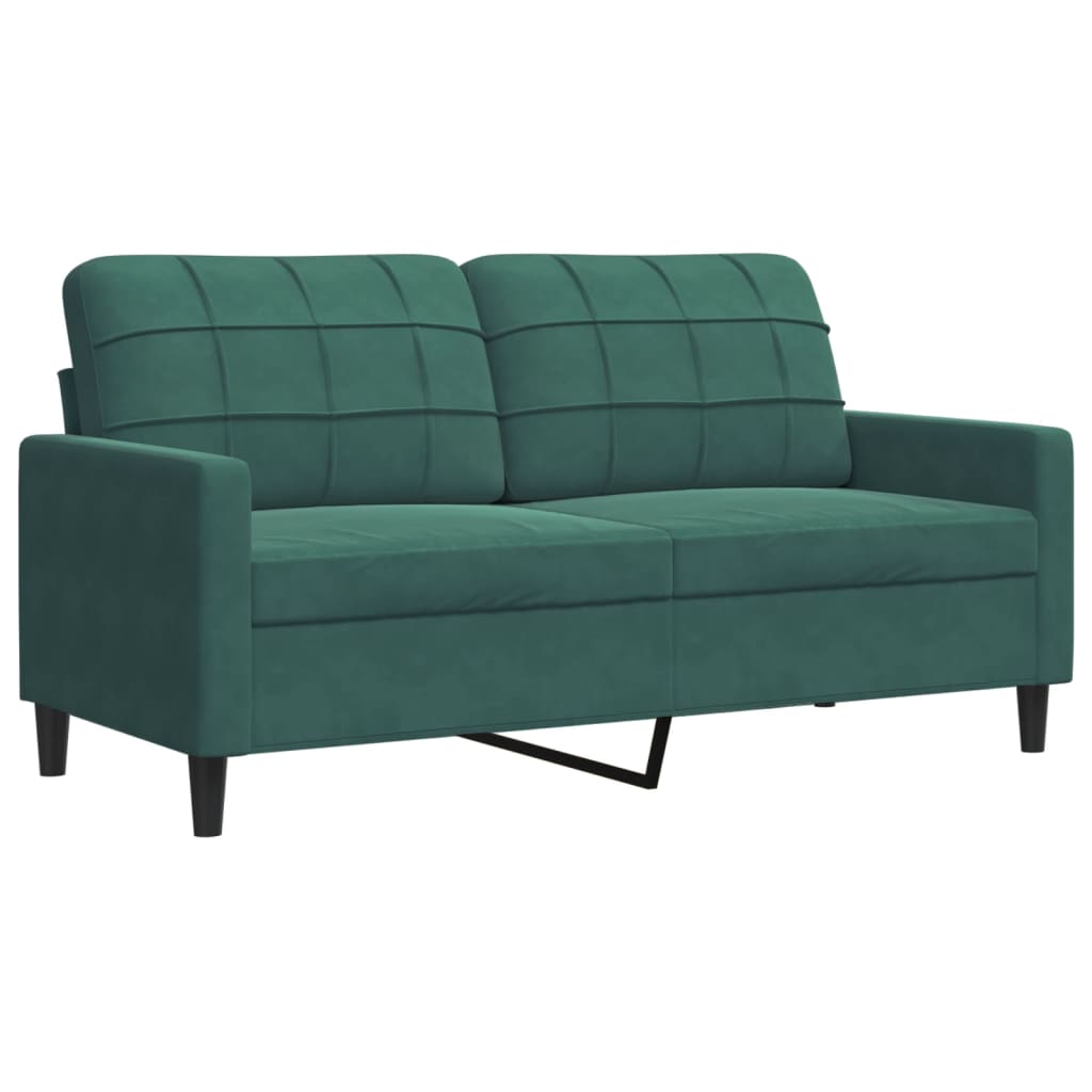 Canapea cu 2 locuri, verde închis, 140 cm, catifea