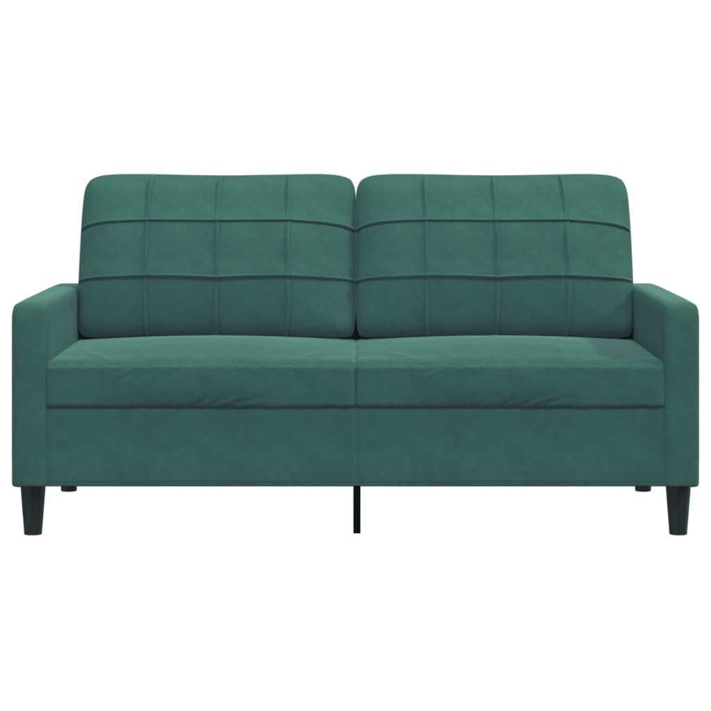 Canapea cu 2 locuri, verde închis, 140 cm, catifea