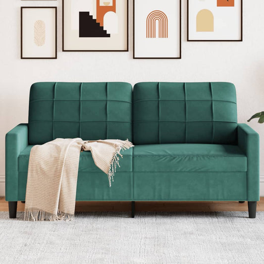 Canapea cu 2 locuri, verde închis, 140 cm, catifea