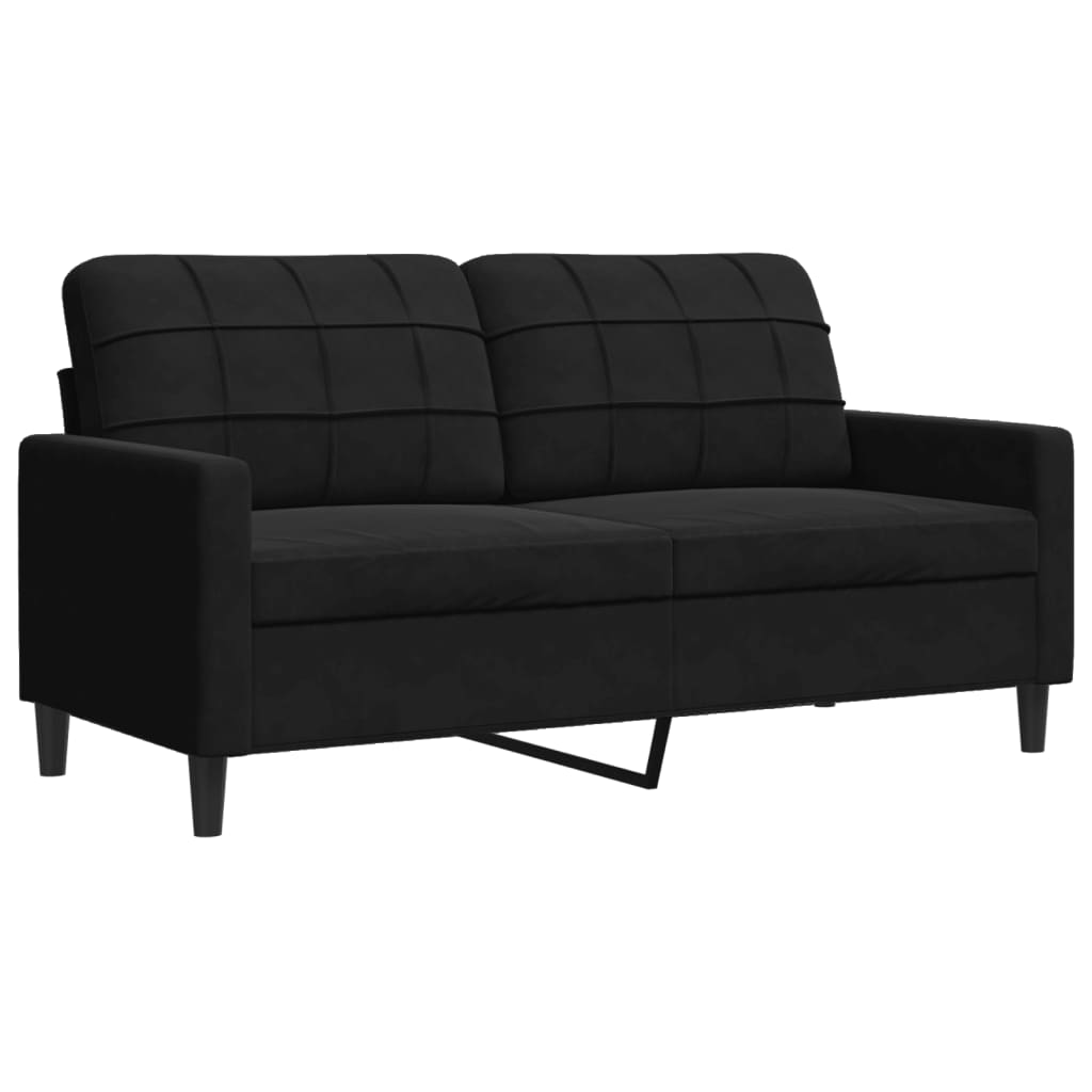 Canapea cu 2 locuri, negru, 140 cm, catifea