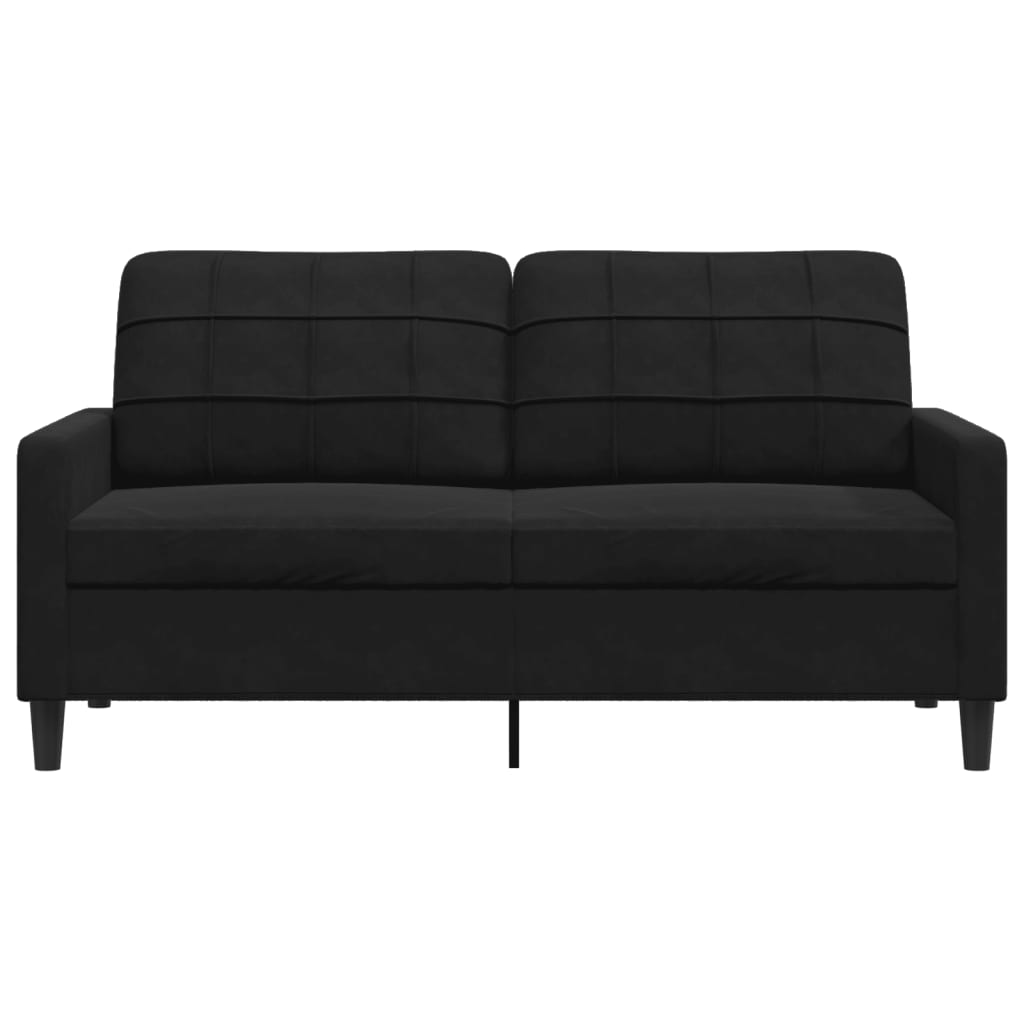 Canapea cu 2 locuri, negru, 140 cm, catifea
