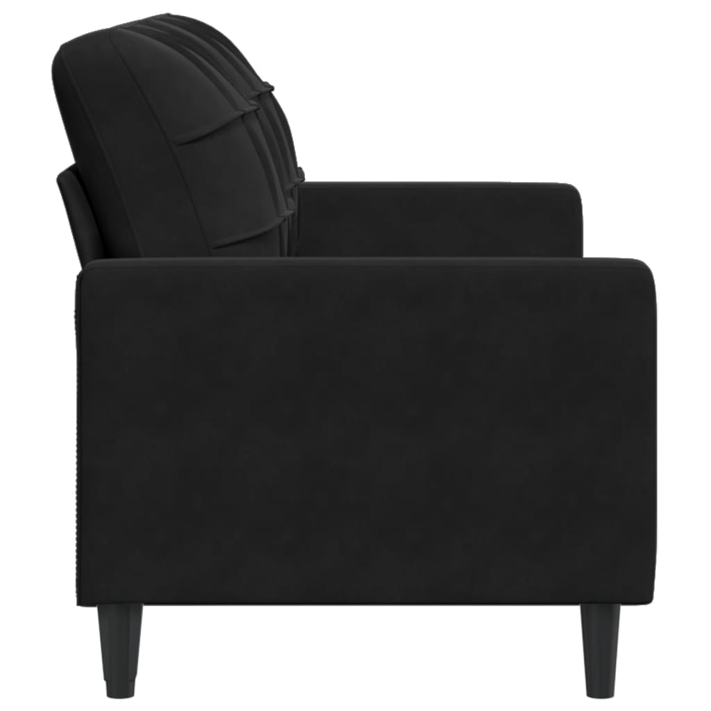 Canapea cu 2 locuri, negru, 140 cm, catifea