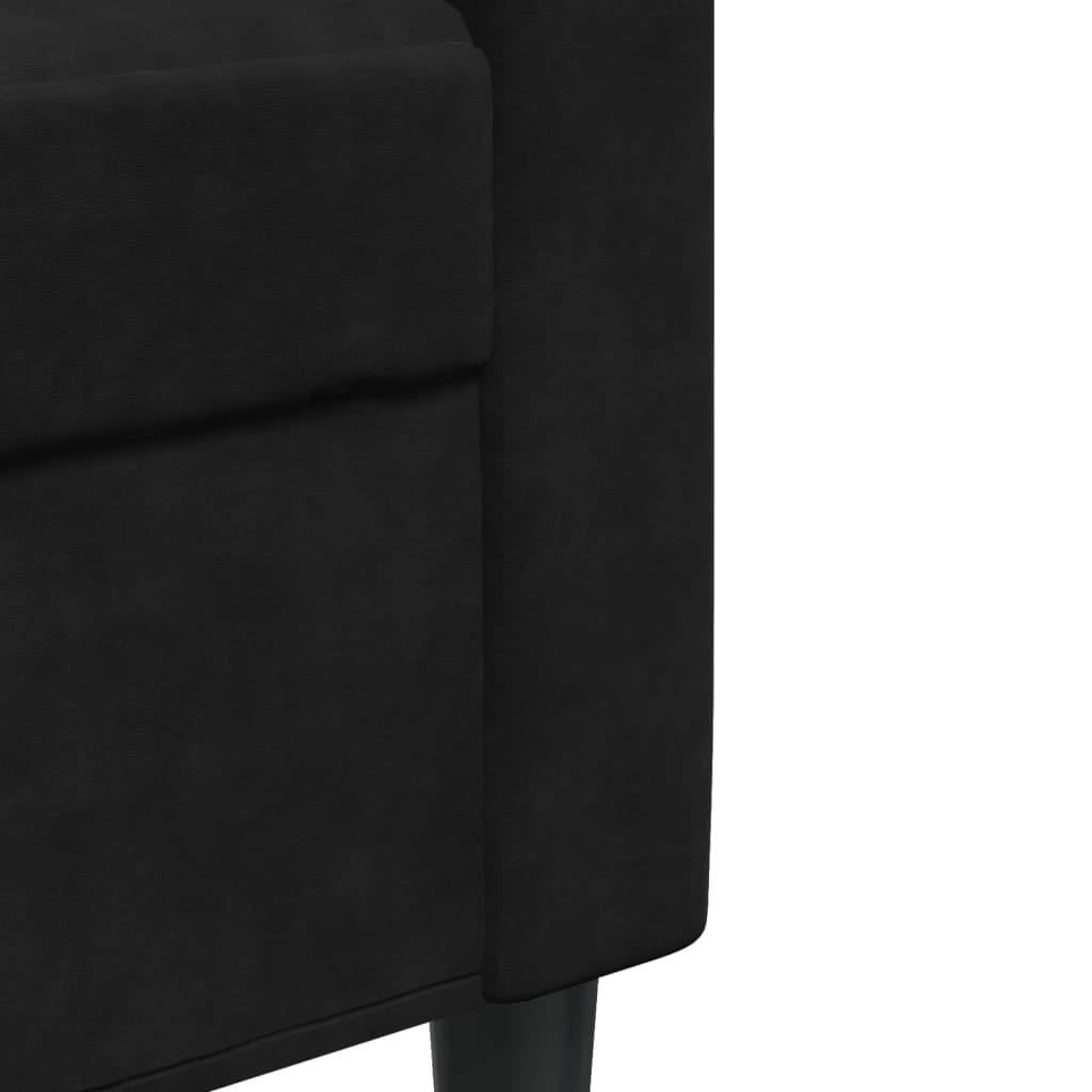 Canapea cu 2 locuri, negru, 140 cm, catifea